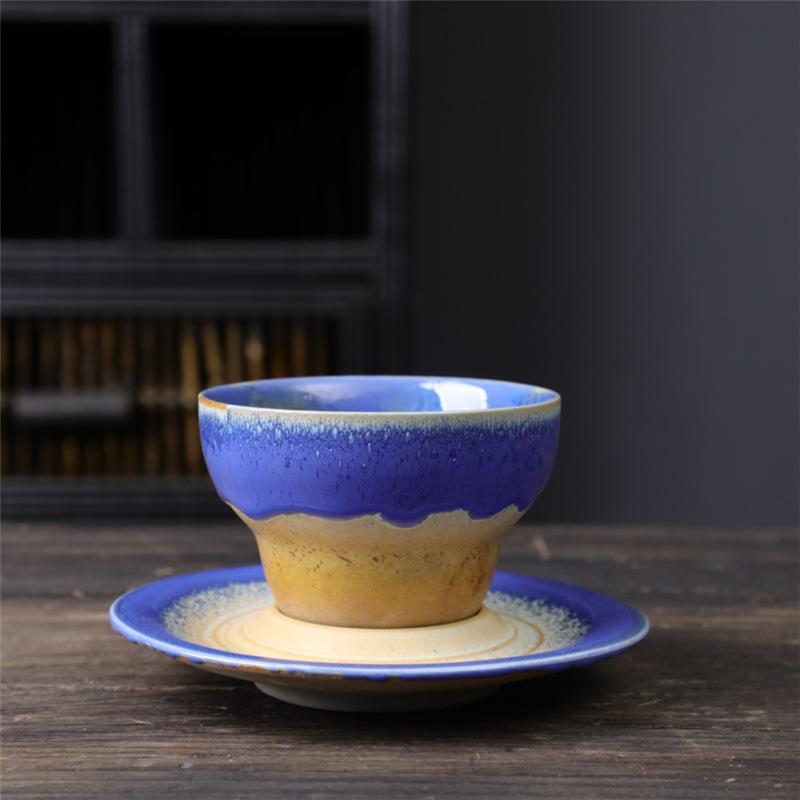 Retro Ceramic Cup Small Capacity Coffee Cup And Saucer Set Creative Cup Japanese Coarse Pottery Cup