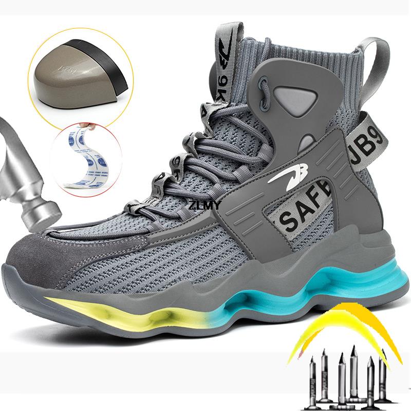 New Design Safety Shoes Men Work Sneaker Steel Toe Shoes Puncture Proof High Top Work Safety Boots Male Lightweight Work Shoes