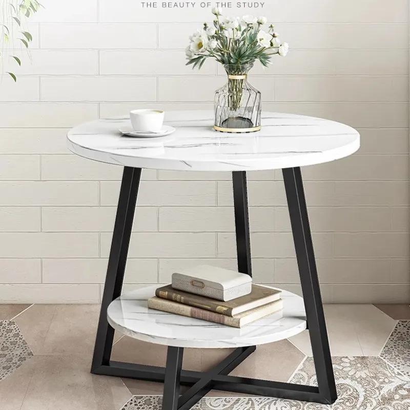 Small Coffee Table Sofa Side Double Layered Living Room Small Round Table Bedroom Simple Bedside Shelf Movable Home Balcony Small Table Ya713