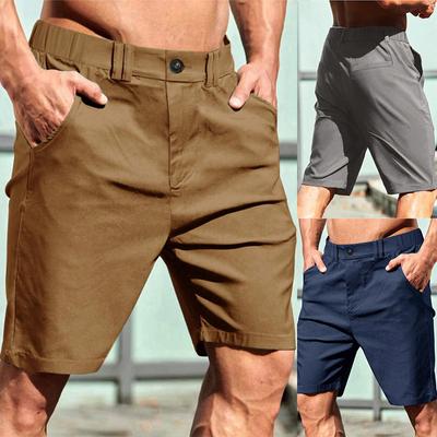Shorts Men Casual Shorts Summer Solid Color Knee Length Bermuda Shorts Men Fashion Clothing Reguler Fit Men Bottom Thin Pants