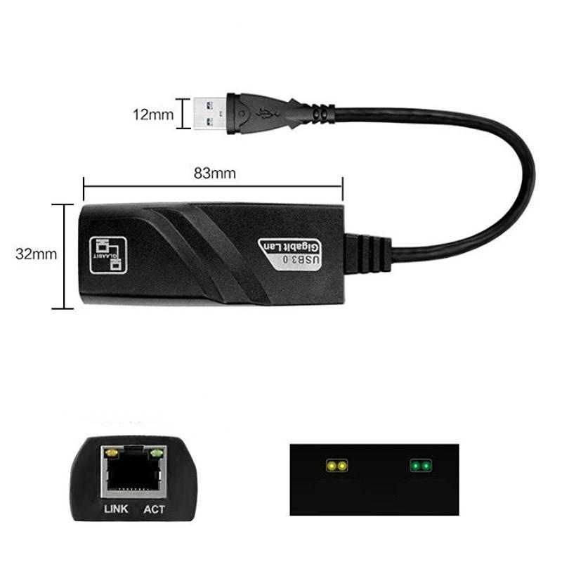 Gigabit USB LAN adapter Vezetékes adapter SUNROZ USB 3.0 - Ethernet / hálózati RJ45 LAN Windows 11/10/8.1/7/X rendszerhez (A487310)