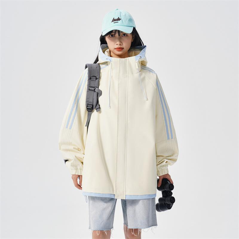 Hooded Jacket for Men and Women Stripes Autumn and Winter New Couple Loose Youth American Light Luxury Fashion Casual Top Jacket