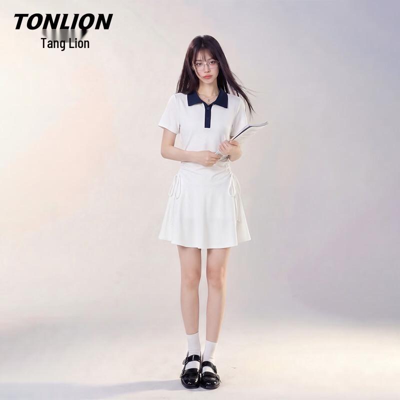 TonLion Women s Color Block Polo Mini Dress L