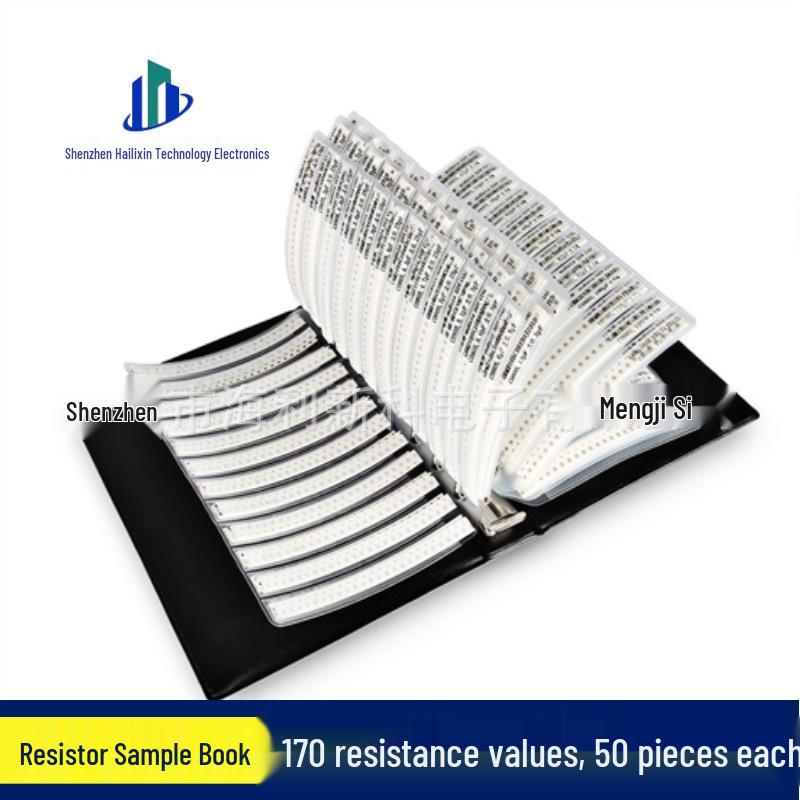 0402 SMD Resistor Sample Book: 170 Values, 50 Each, 8500 Total Pieces, ±1% Tolerance.