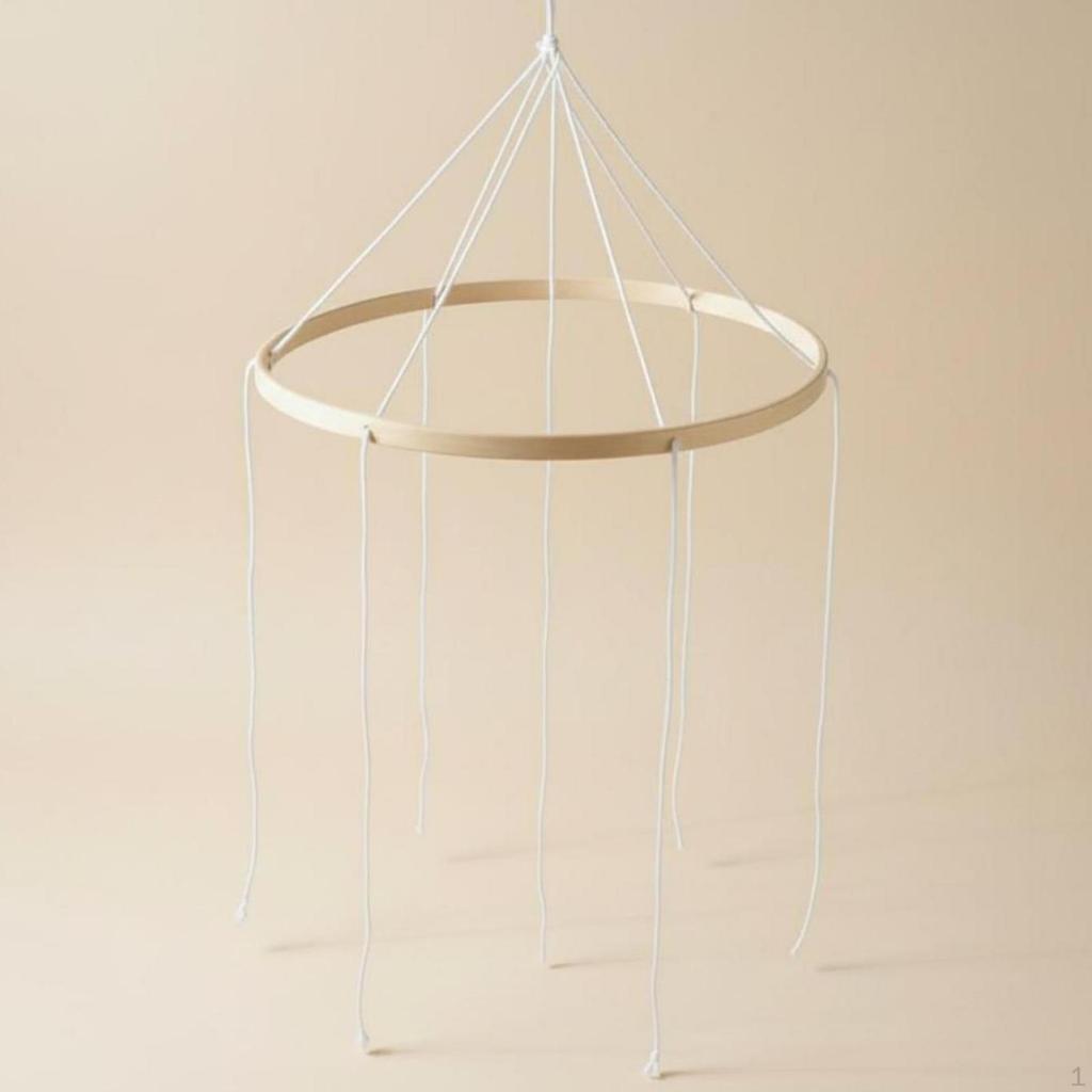 DIY Wooden Mobile Hoop Handmade Bamboo Crib Unfinished Nursery for Newborns, Infants