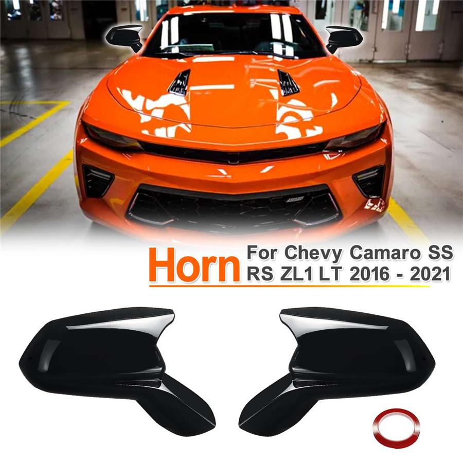 For 2016-2021 Chevy Camaro SS RS ZL1 LT Door Side Mirror Cover Caps Glossy Black