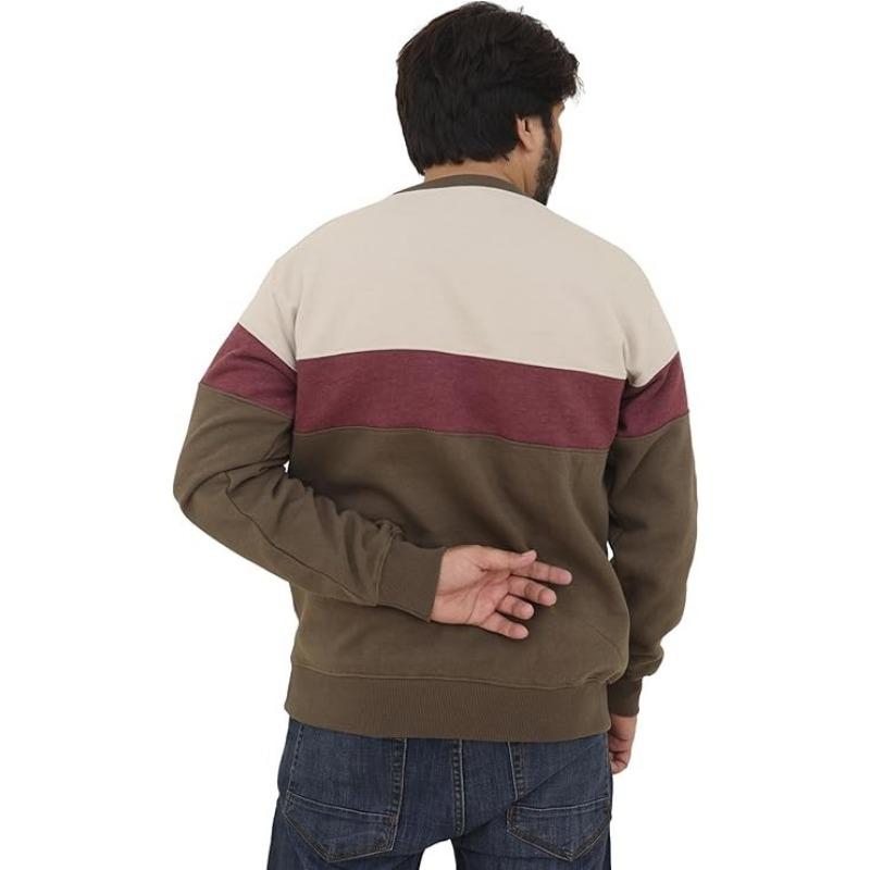 Men's Fleece Crew Neck Sweatshirt Pullovers Long Sleeve Jumper Casual