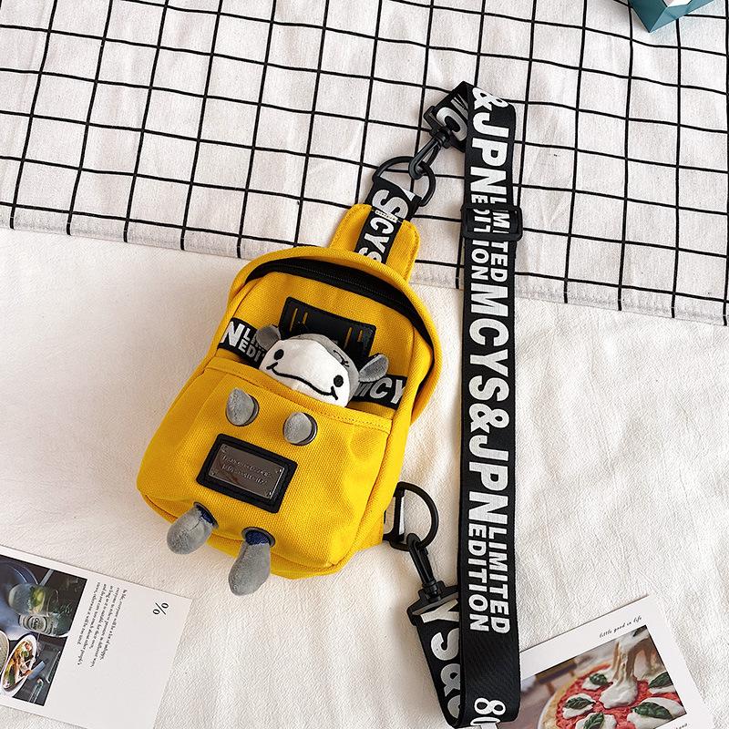Cute Small Bag Women's New Internet Celebrity Versatile Canvas Crossbody Breast Bag Trendy Cool Female Student Shoulder Bag