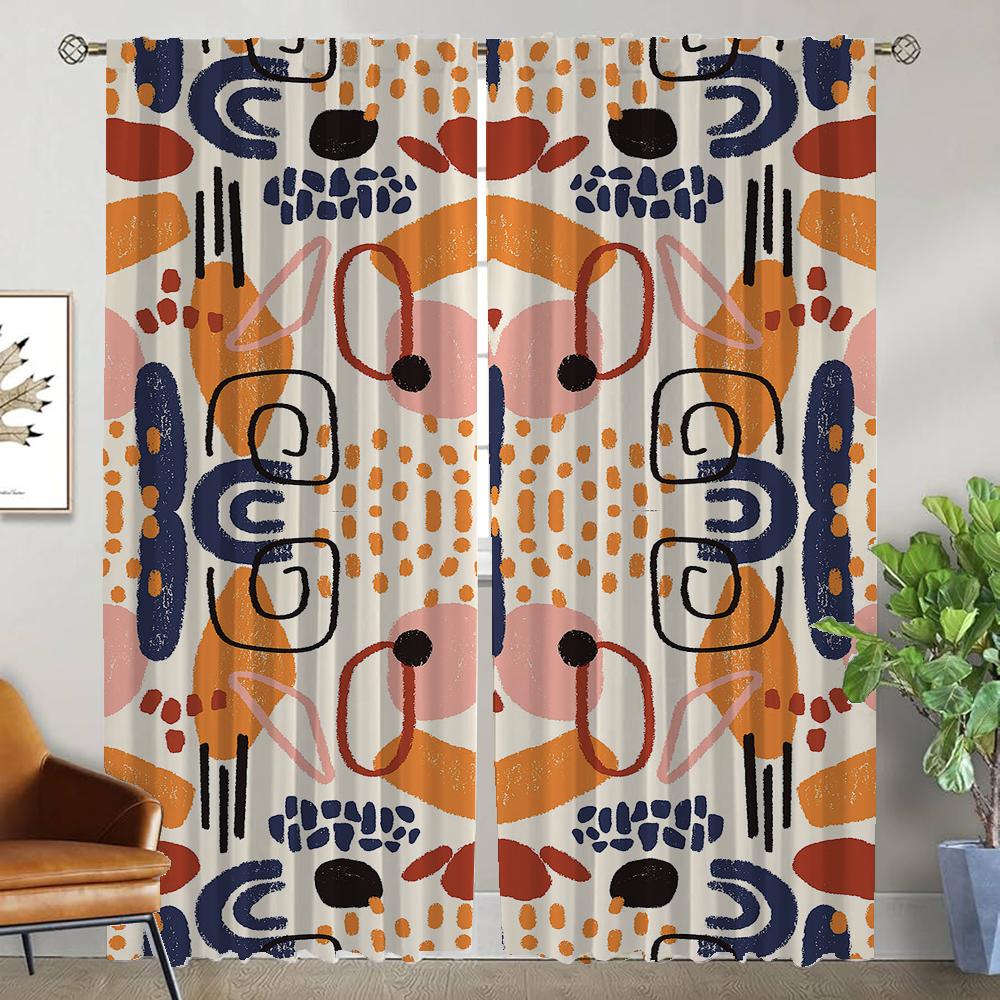 Art Pattern Curtains for Bedroom Partition Elegant Room Curtains 2 Pieces Halloween Decoration Shades Blackout Curtain Living