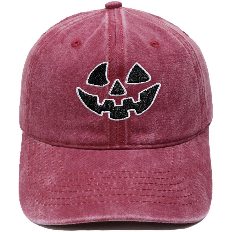 Halloween pumpkin grimace embroidered baseball cap European and American washed retro jack lamp holiday casual dad hat