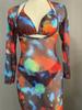 Women's Swimsuit Long Sleeve Tie Dye Three Piece Sexy Halter Neck Bikini Split Suit Beach Wear