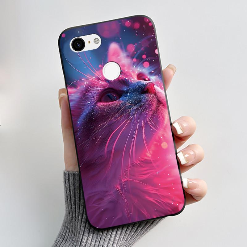 Phone Cases For Google Pixel 3 XL Case Cute Cat Cartoon Silicone Soft Black Coque for Google Pixel 3 XL Pixel3 3XL Bumper Cover