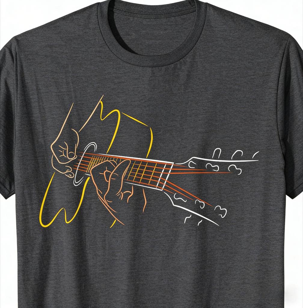Guitarprinted Cotton Tshirt The Perfect Gift for Guitarists or Bands 2026 Summer New Unisexs and Womens Casual Fashion