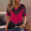 Fashion women's T-shirt striped printing gradient V-neck short-sleeved streetwear summer clothing women's T-shirt