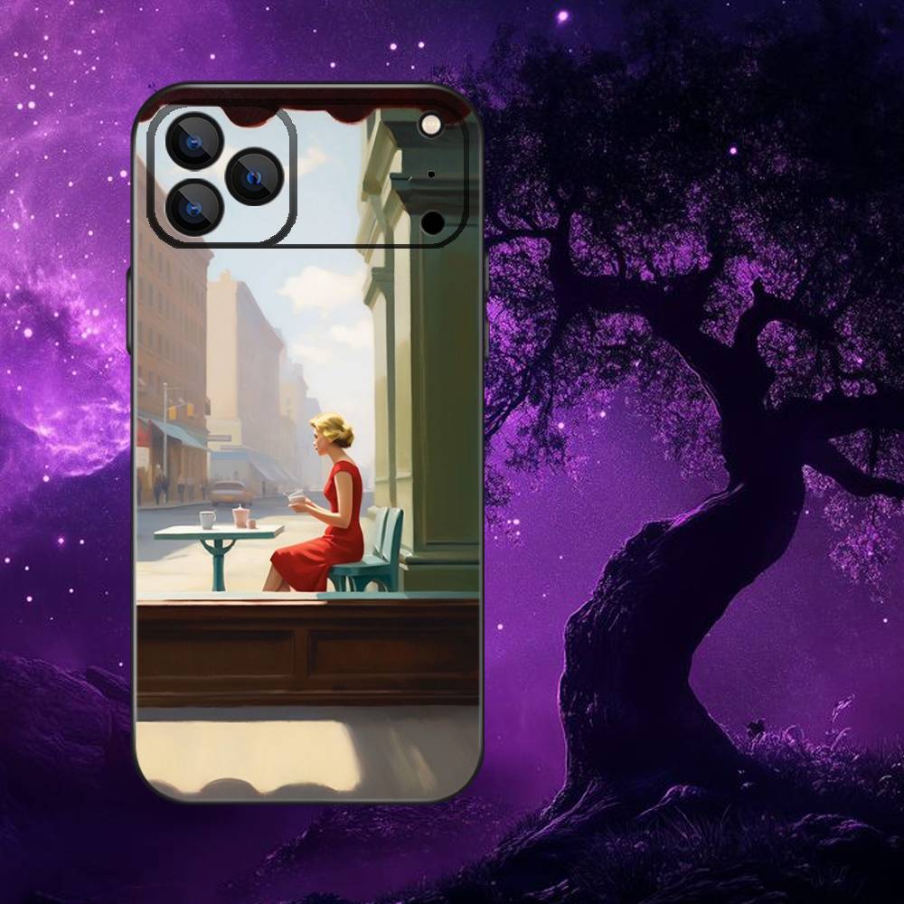 E-edward H-hopper Art Phone Case For iPhone 17,16,15,14,13,12,11,Pro Max,XSX,,XR,SE,Mini,8,7,Soft Silicone Black Cover
