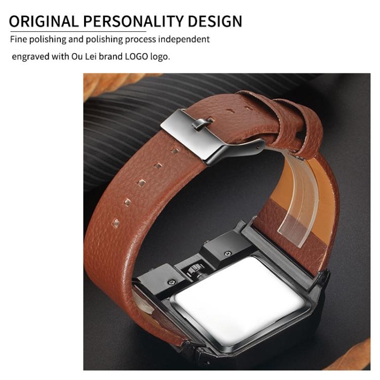 Oulm 3364 Herren Quadratisches Zifferblatt Lederarmband Quarz-Uhr