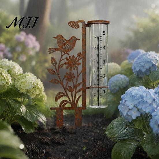 Exquisites Gartenornament Messgerät Regen Außen, 7,8 Zoll Messgeräte zur Messung von Niederschlag, Frostsicher Einfache Installation Regenmesser Messgerät, Vintage