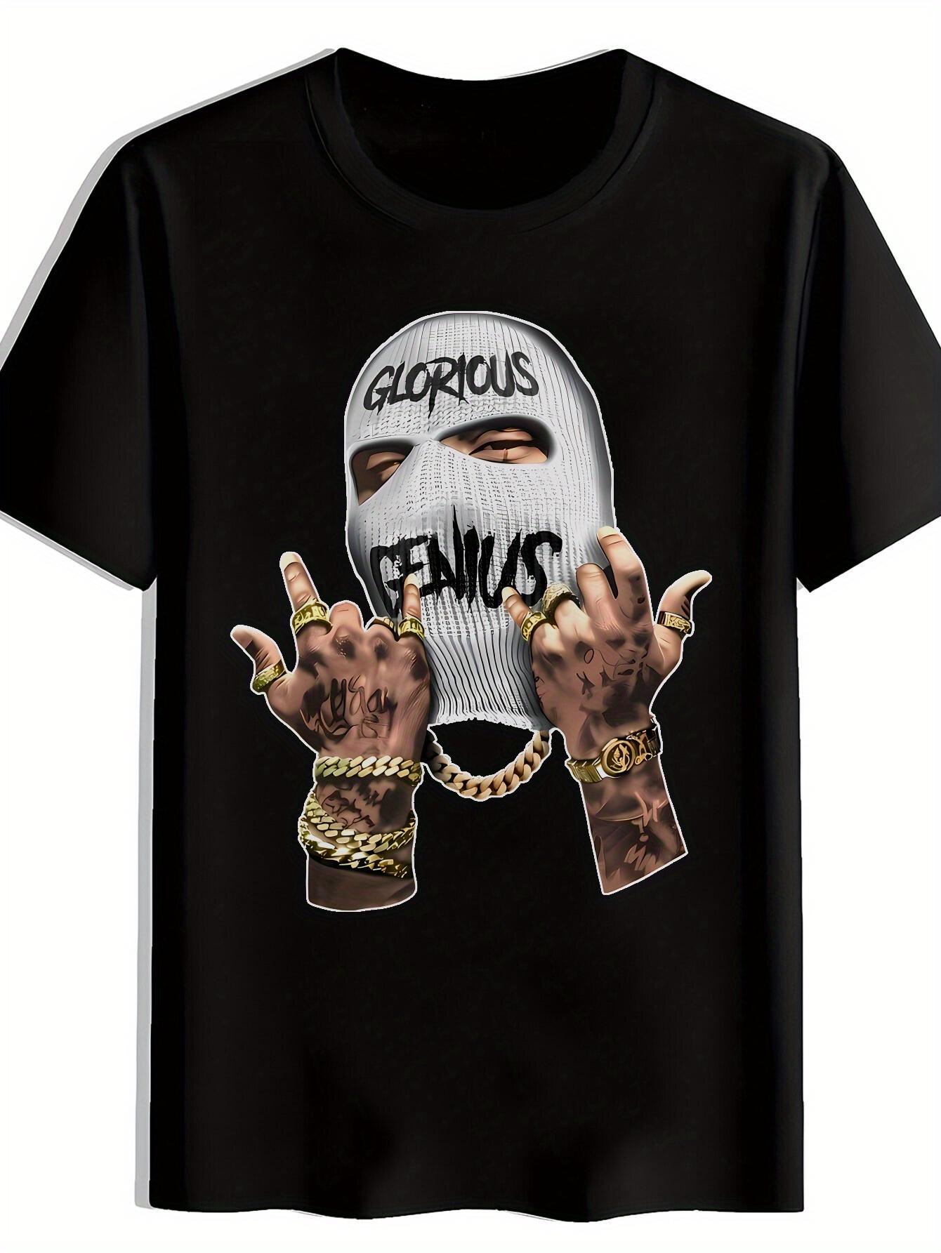 T-shirt White Knit Glorious Lettering - Summer Short Sleeve Round Neck Casual Top with GLORIOUS Print XXXXL