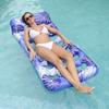 Inflatable Pool Float Lounger for Adults, Tropical Leaf Print Hollow Out Floating Water Mat for Summer Beach Pool Party