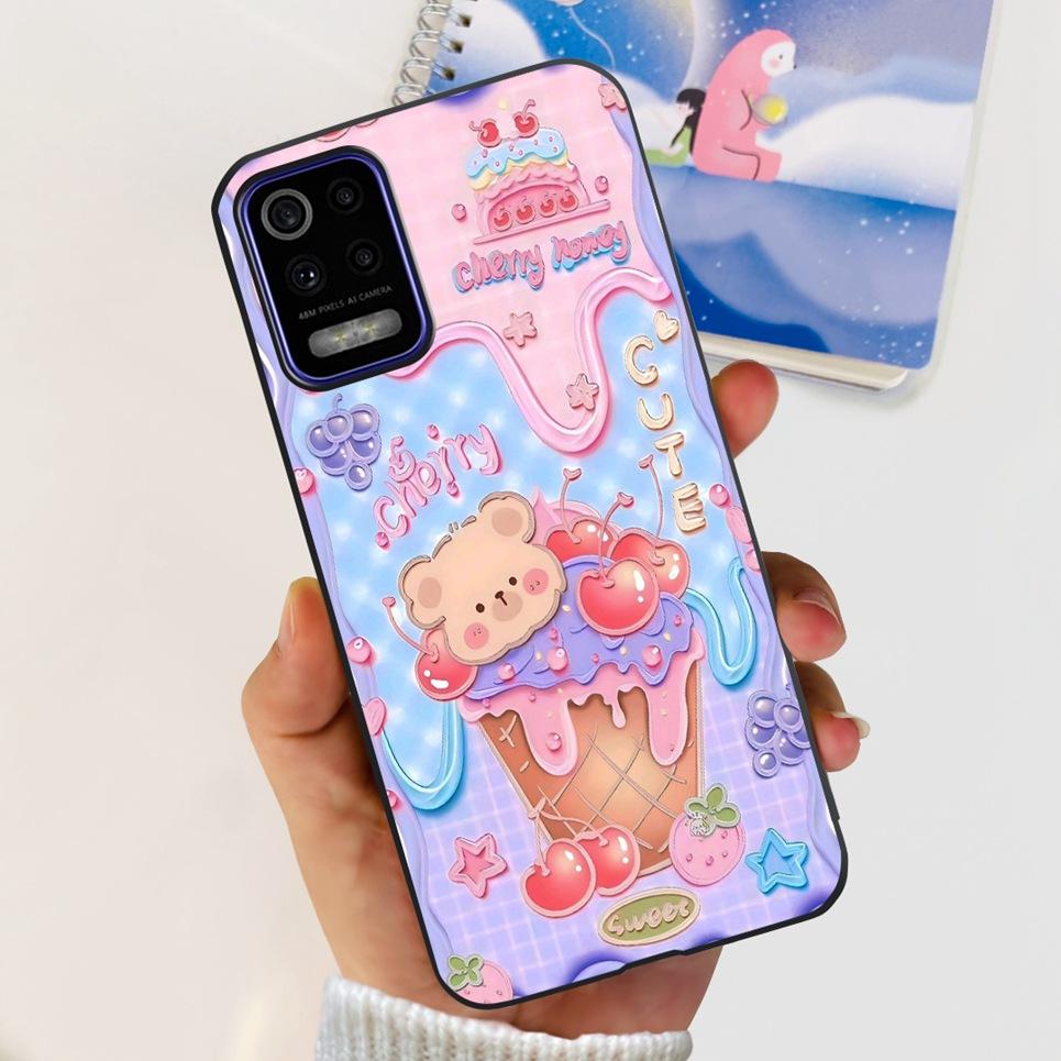Para LG K52 2020 / LG Q52 2020 Funda Trasera Calavera Dragón Estilo Genial Dibujos Animados Carcasas Parachoques Bumper de Silicona Suave Negro Para LG K22 2020