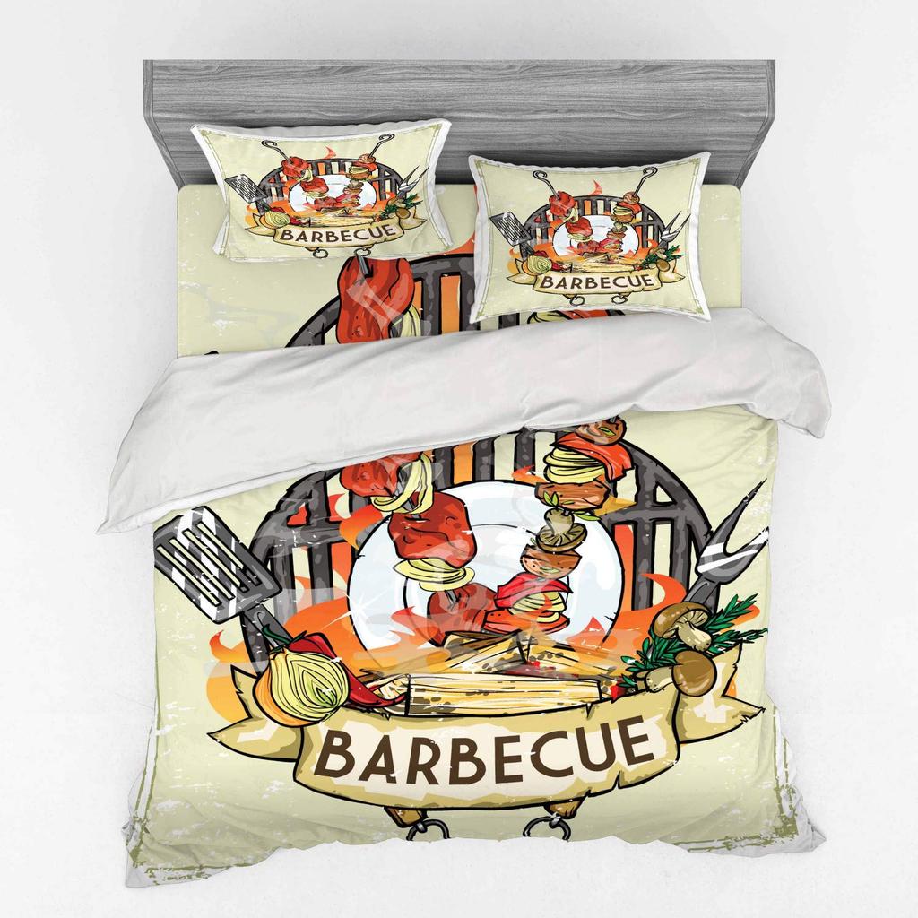 Bbq Duvet Cover Sets For Kids Teens Queen Size Lightweight Down Quilt Covers Bedroom Decor 2 Pillowcases 1 Duvet Cover No Quilt