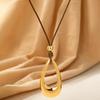 piece of fashionable retro hollowed out water droplet pendant necklace, handmade wax thread adjustable women's necklace