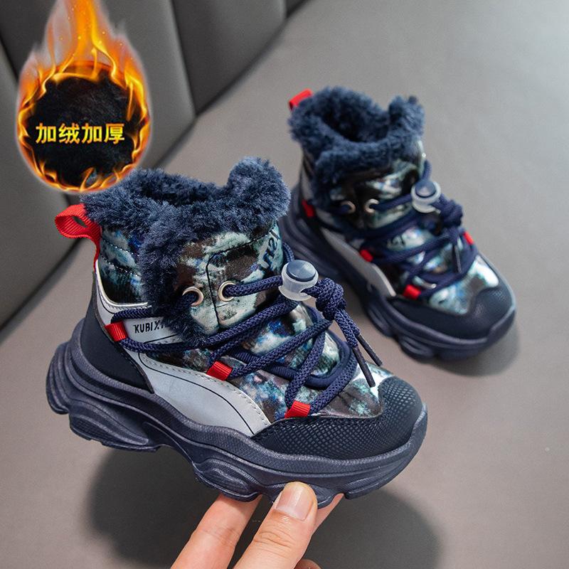 

Девочки высокие хлопковые туфли Мальчики бархатные кроссовки 2025 зима новые детские зимние сапоги Девочки повседневная обувь 26 [Inner Length 16.6CM]