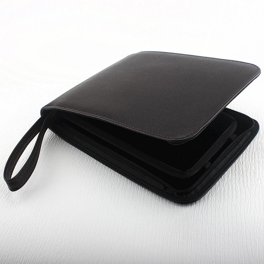 24 Brown Pencil Bag Pen Case for Fountain Pen, PU Holder Display Pouch Storage Large Capacity Waterproof Office Business