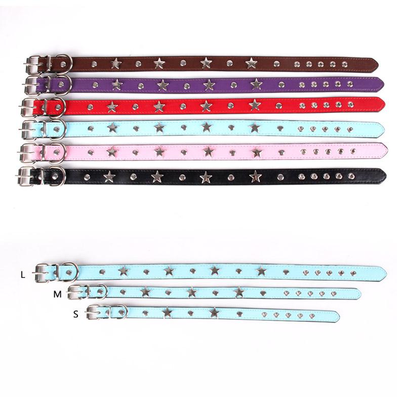 S/M/L Star Studded Pet Dog Collar Leather Puppy Collars for Small Medium Dogs Cat Neck Strap Pet Supplies Chihuahua Collars
