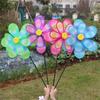 Lawn Decoration Spinner Two Layer Pinwheels with Stakes Eye Catching for Garden
