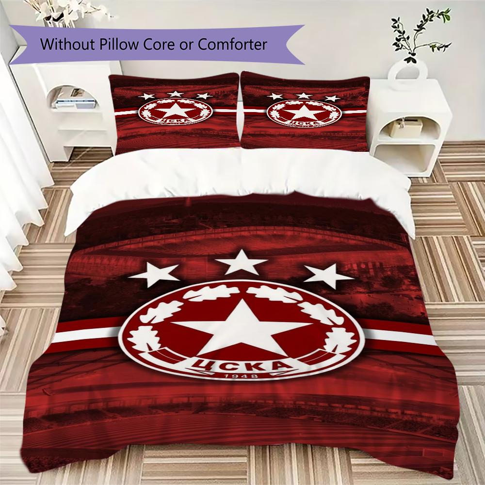 PFC CSKA Sofia Pattern Bedding Uilt Set Uilt Cover Pillowcase Home Decoration Birthday Gift (1 * Duvet Cover + 2 * Pillowcase Without Core)