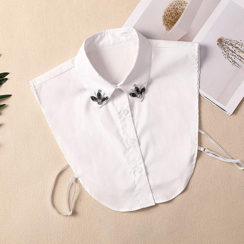 Vielseitiger Reiner Baumwolle Genähter Diamant Falscher Kragen Handgefertigte Diamantdekoration Falscher Hemdkragen Saison Pullover Dekorativer Kragen Damen Falscher Kragen