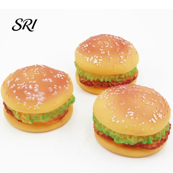 Pet Chew Toy Safe Material 2PCS Dog Squeaky Burger Shape Non-Toxic Vinyl Pets Durable Play for Teeth Cleaning and Active Puppy
