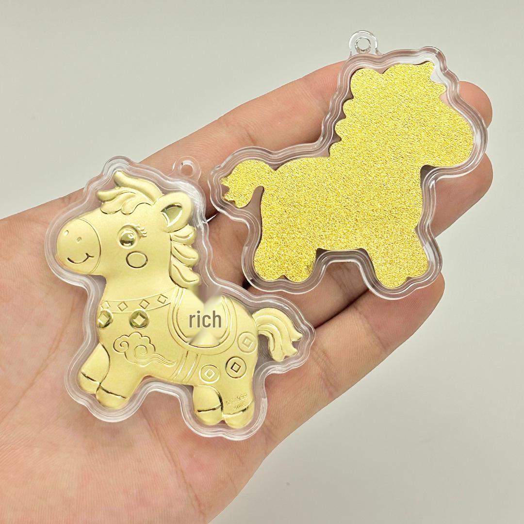 Golden Horse Keychain: Instant Wealth Charm - Bag, Car, or Key Pendant Gold Foil