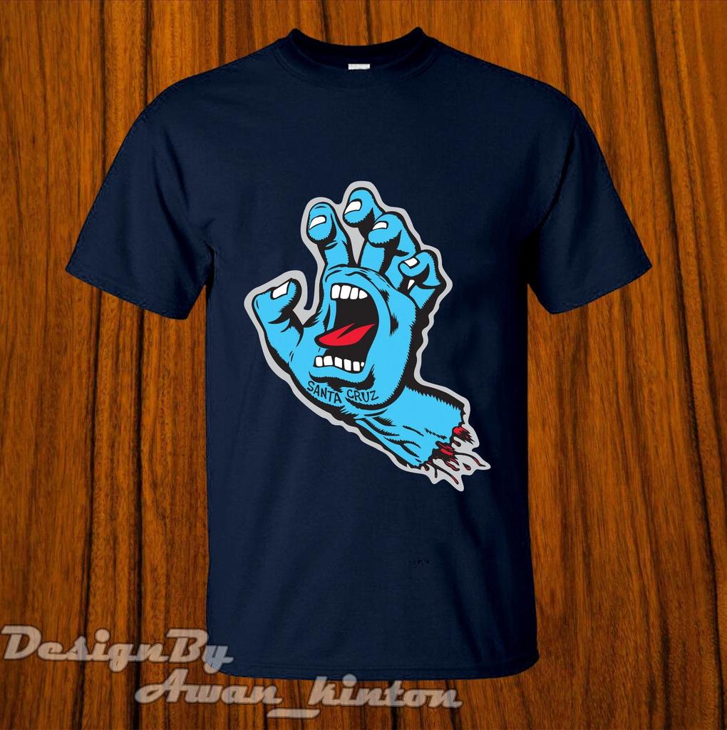 Men's and Women's T-shirts New Santa Funny Cruz Screaming Hand Logo Tshirt Made In Usa