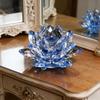 Crystal Lotus Ornament Candle Holder Buddha Supply Home Desk Cabinet Elegant Craft Decoration Indoor Worship Display Accessory
