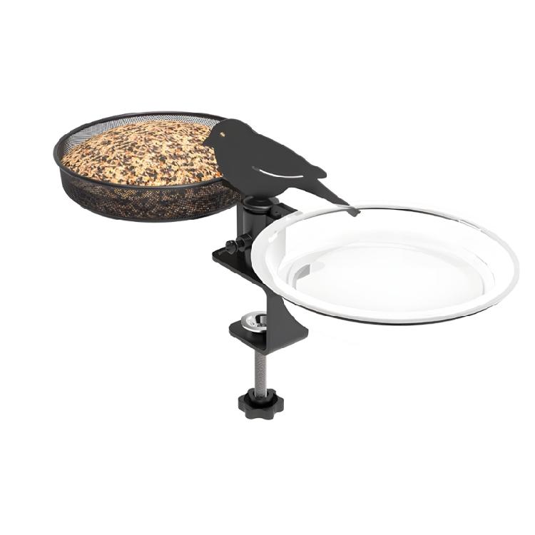 

Functional Outdoor Bird Feeding owner For Deck Railings Posts And Surfaces Includes Two Individual Bowls For Food And Water low maintenance 1