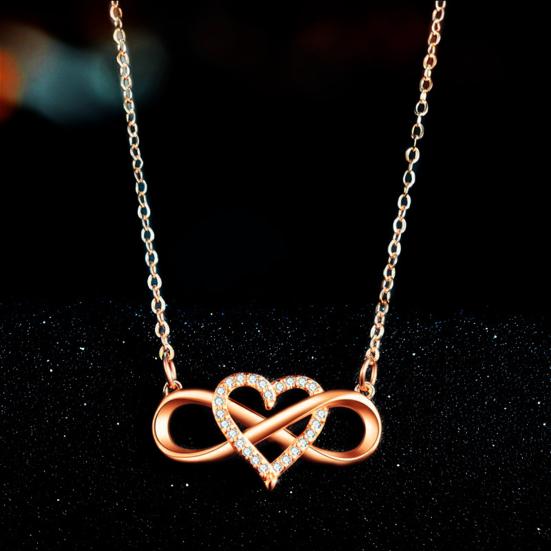 Infinity Heart Necklace for Women Cubic Zirconia Love Heart Pendant Necklace Romantic Birthday Gifts for Girlfriend Wife