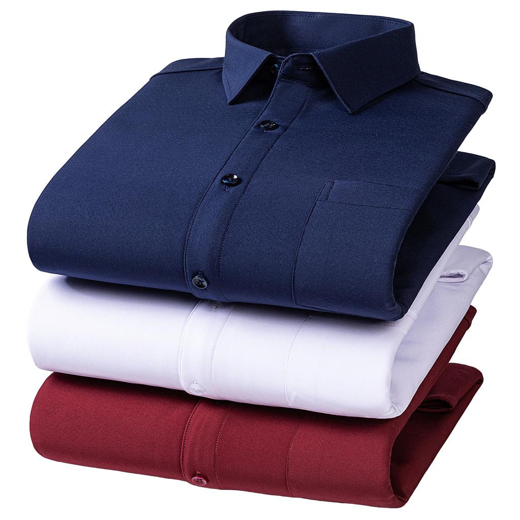 Thickened Fleece Warm Long Sleeve Shirt Men‘s Pure Color Business Professional Formal Work Loose Shirt Autumn Winter Casual Wear