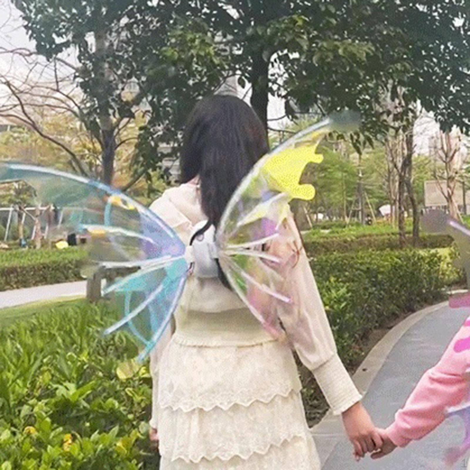 Butterfly Cosplay Costume Fancy Dress Movable Fairy Wings for Halloween Women Festival Prop D with light