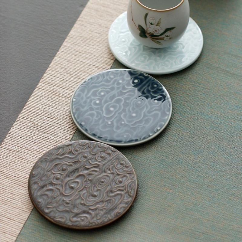 Ceramic Teacup Coaster Tea Ceremony Cup Holder Teapot Insulation Pad Japanese Zen Chinese Kung Fu Tea Trays Teaware Accessories