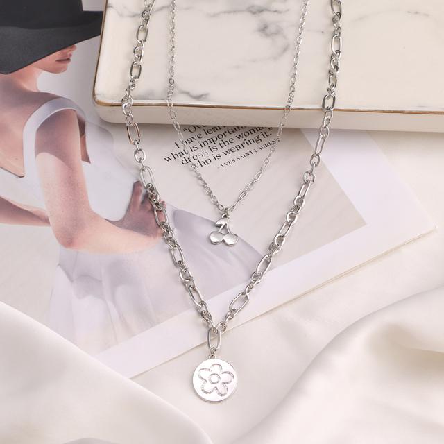 Silver Color Shining Crystal Butterfly Pendant Necklaces Double Layer Pendant Clavicle Choker For Women Jewelry Gifts