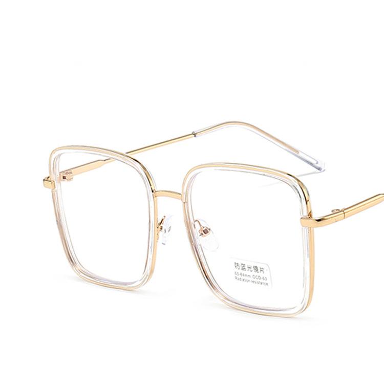 Women's Glasses Anti-Blue Light Fashion Personality Retro Large Square Frame Plain Glasses Student Commuter Face-Looking Small Glasses