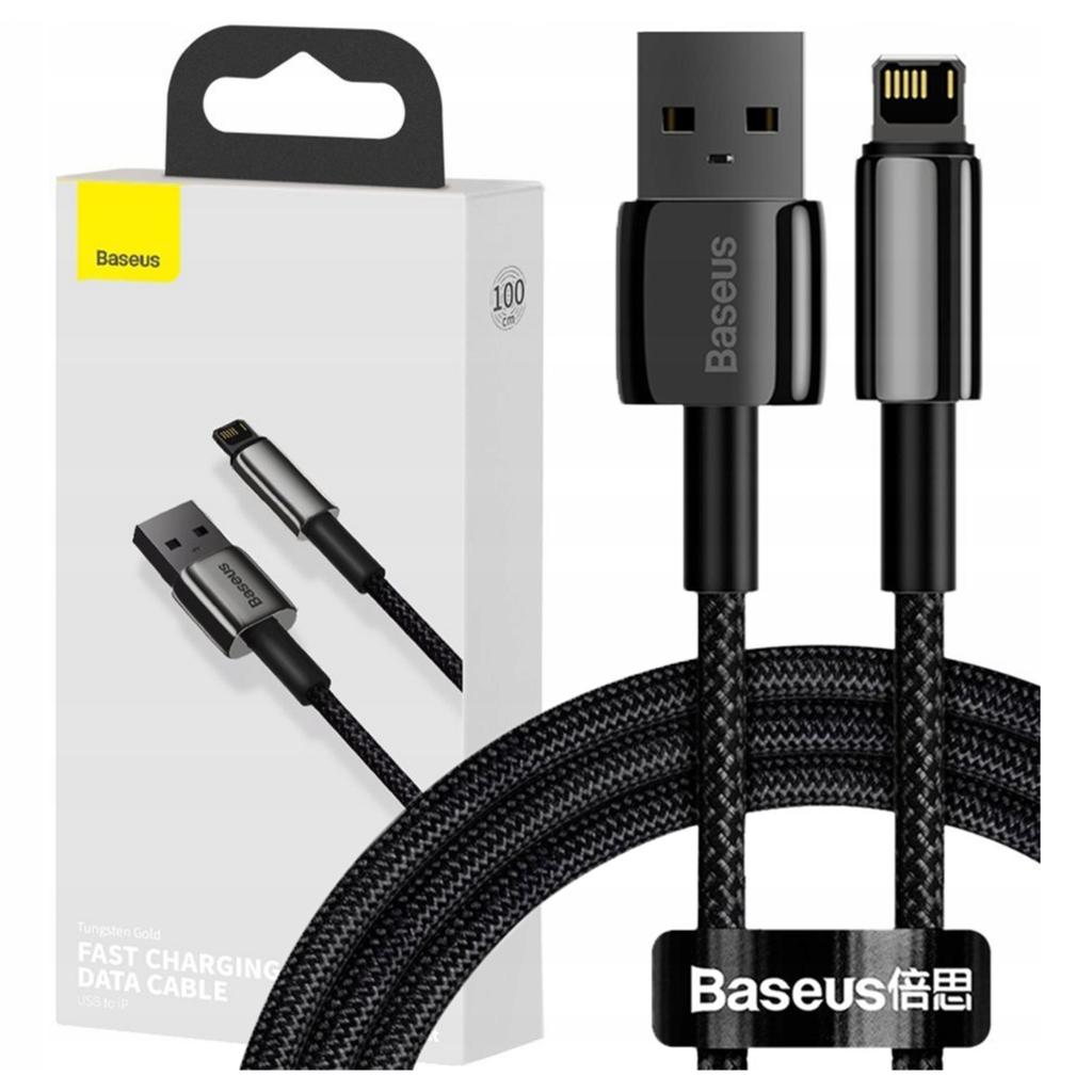 Kabel Usb Do Lightning Baseus Tungsten Gold, 2.4A, 1M (Czarny)