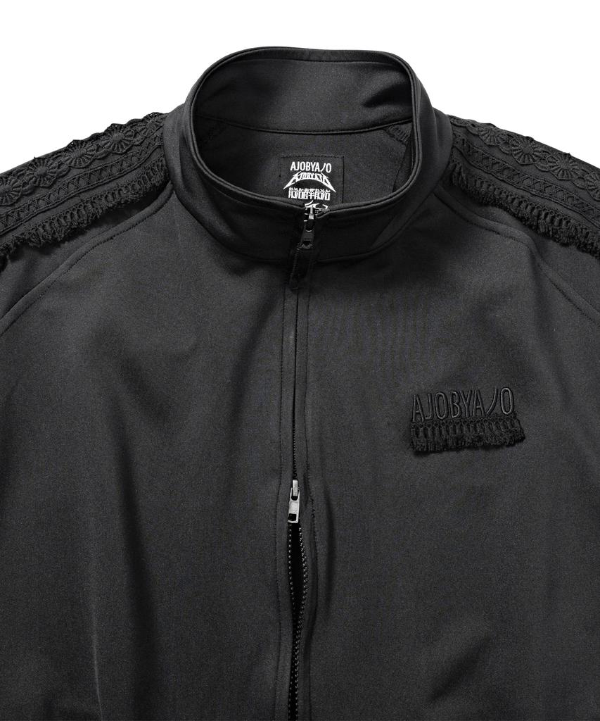 AJOBYAJO Multi Lace Trim Raglan Track Jacket [Black]