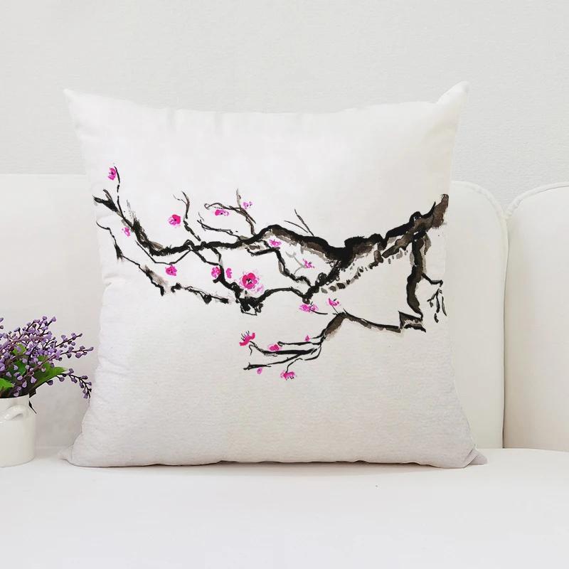Japanese Cherry Blossom Pillowcases for Pillows 45x45 Cushions Cover for Living Room Cushions Luxury Cushion Cover Home Decor