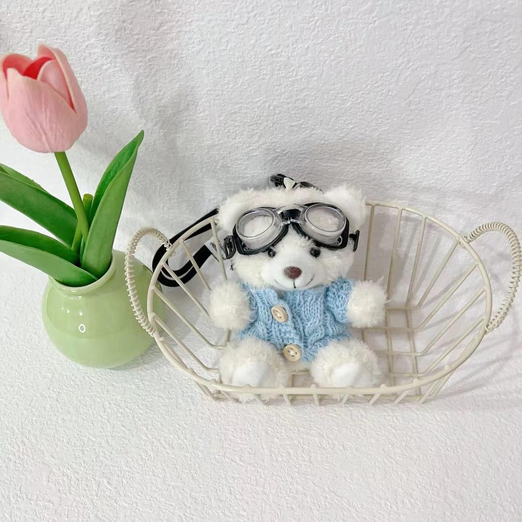 Kreslená klíčenka s pilotem pandou - Roztomilá plyšová hračka medvěd jako dárek pro studenty