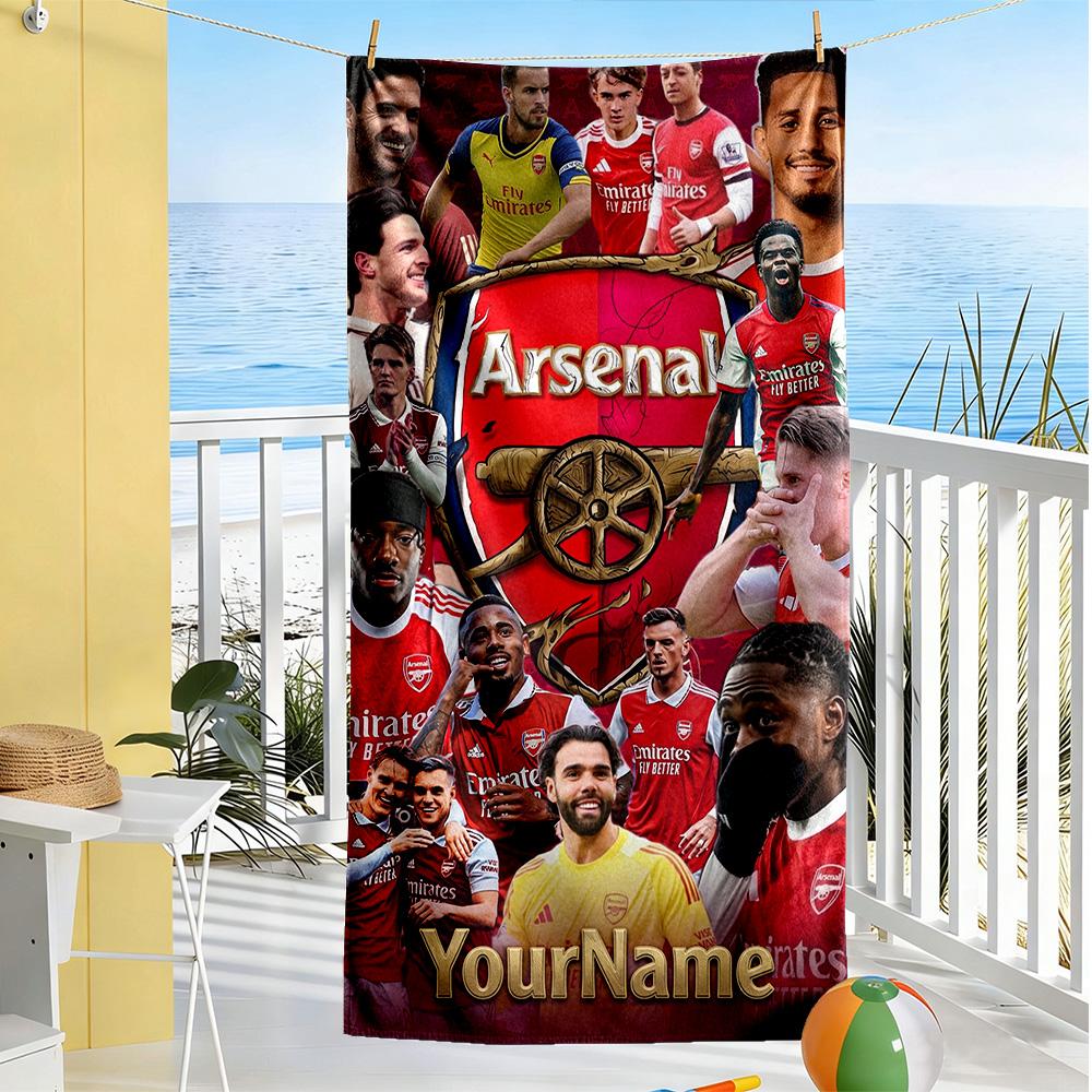 Arsenal Customize Text Beach Towel Super Soft & Absorbent Portable for SwimmingBeachCamping Travel Beach AccessoriesGym