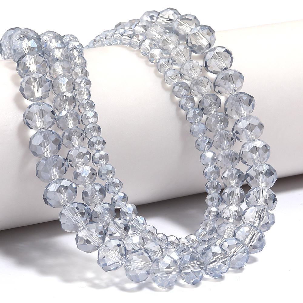 4 6 8mm Faceted Crystal Beads Light Blue Gray Abacus Glass Loose Spacer Beads for Jewelry Making DIY Necklace Bracelets Supplies