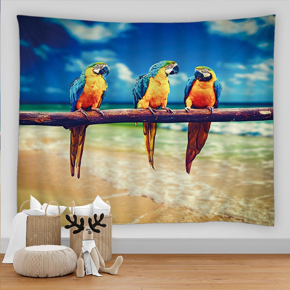 Tapiserie papagal păsări agățat pe perete boem hippie pătură de plajă artă psihedelic poliester pânză covoraș de masă covor decor